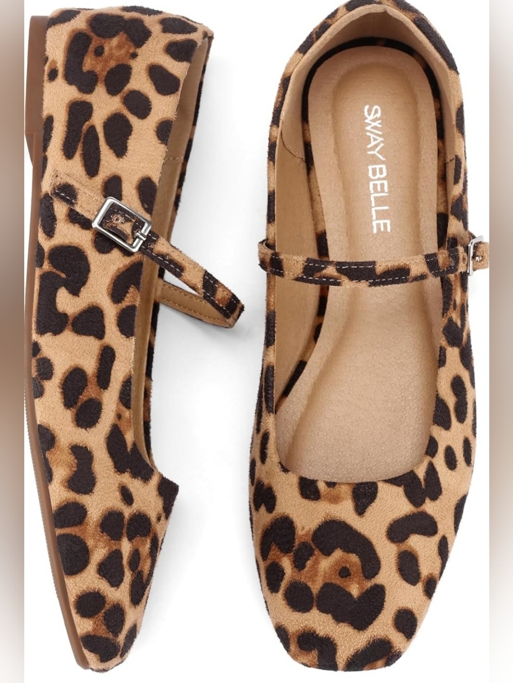 Leopard Print Mary Jane Flats Size 9 NIB Adjustable Buckle Ballet Shoes